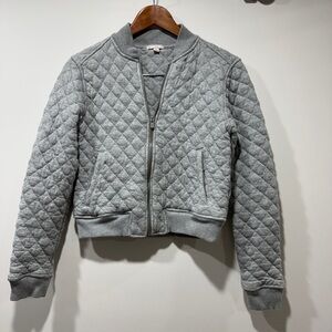 GAP Quilted Sweatshirt Gray Bomber Jacket